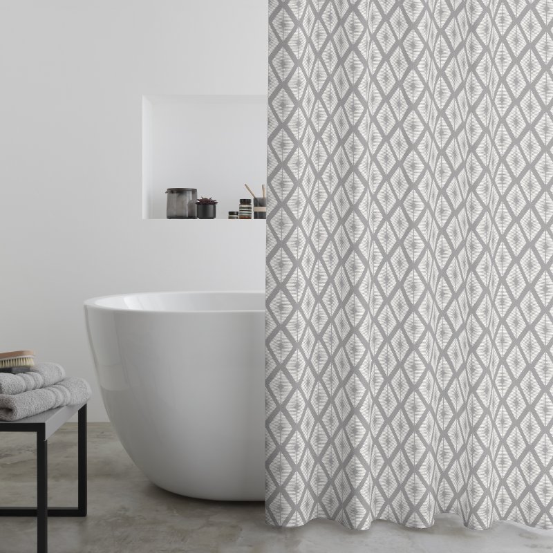 Catherine Lansfield Catherine Lansfield Aztec Diamond Silver Shower Curtain