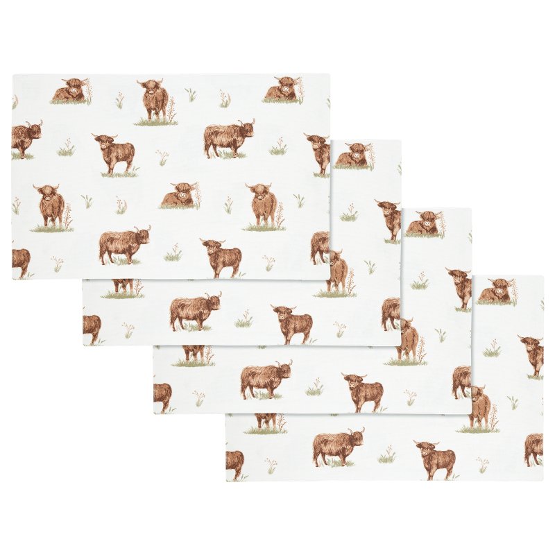 Catherine Lansfield Catherine Lansfield Angus Highland Cow Natural Placemats 4 Pack