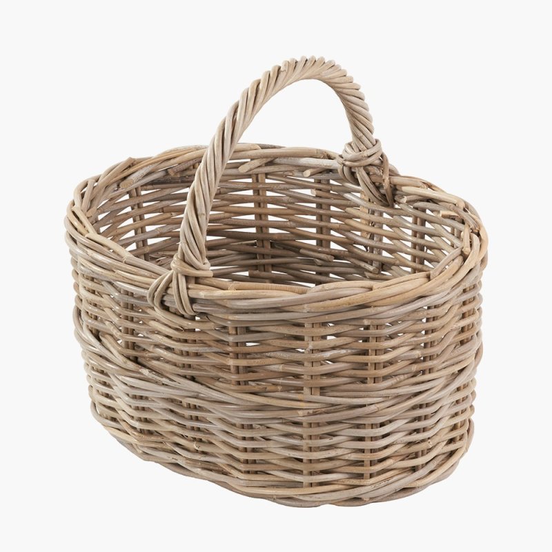 Pacific Tobs Grey Kubu Rattan Straight Sided Shop Basket