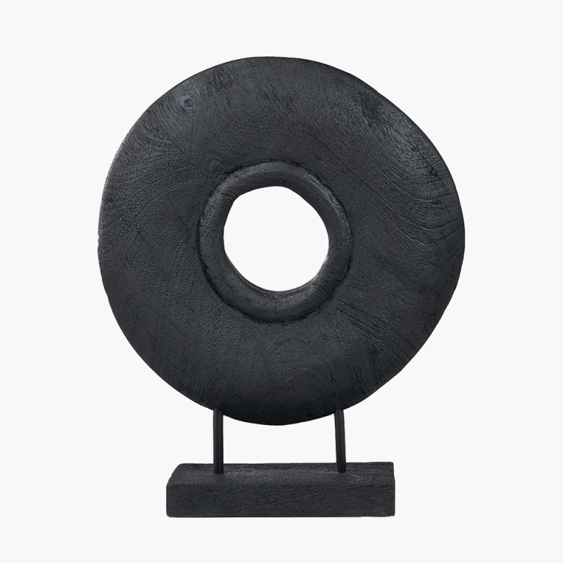 Pacific Black Handcarved Mango Wood Circular Ornament