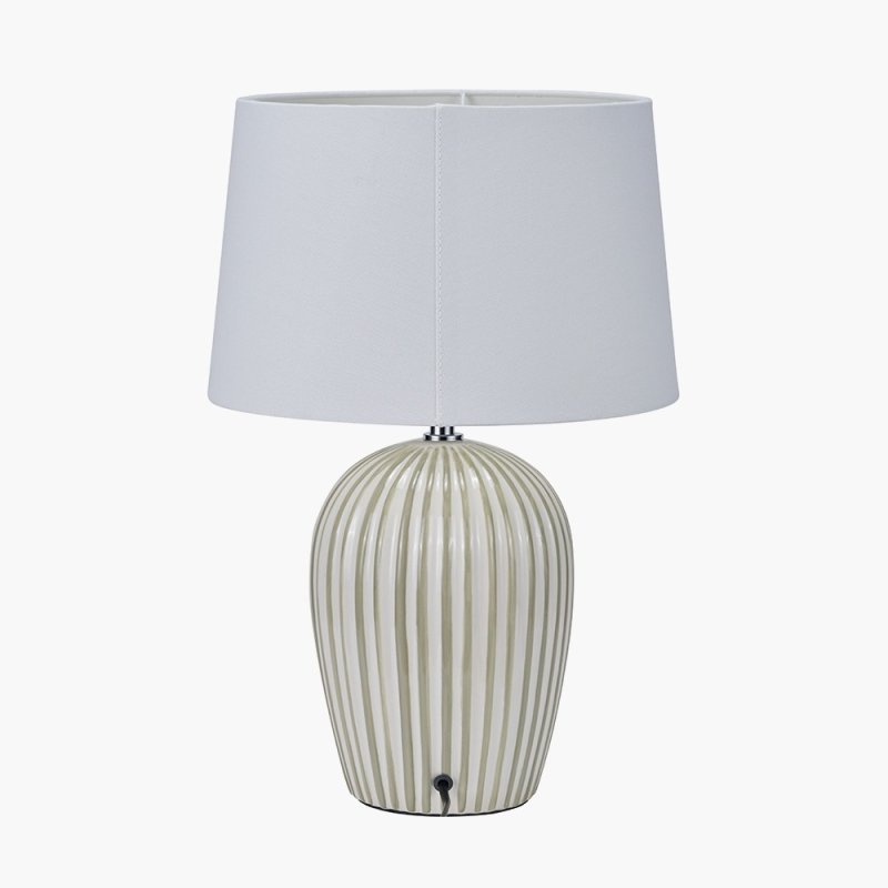 Pacific Cannes Sage And White Stripe Ceramic Table Lamp