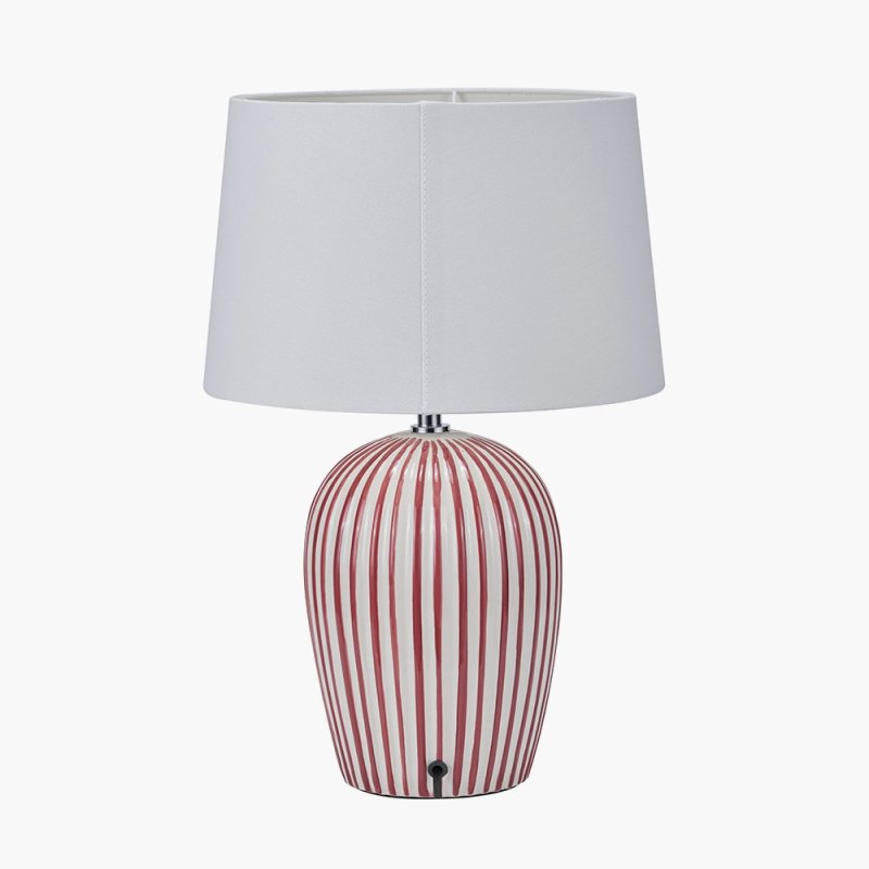 Pacific Cannes Mulberry And White Stripe Ceramic Table Lamp