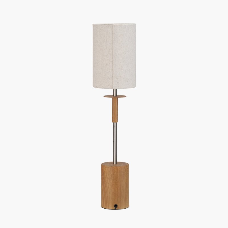 Pacific Bonham Natural Wood Veneer & Silver Metal Table Lamp