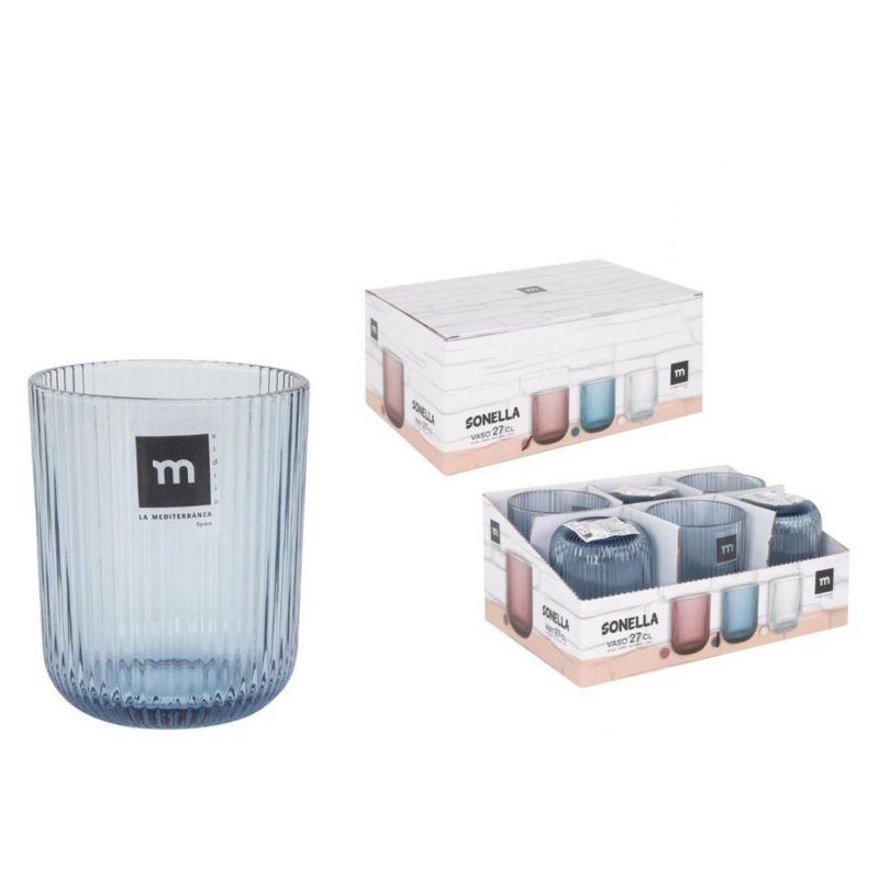 The Spanish Company Sonella Set of 6 Blue short Tumblers glass with packaging