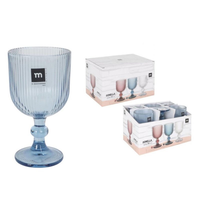 The Spanish Company Sonella Set Of 6 Blue Wine Glasses