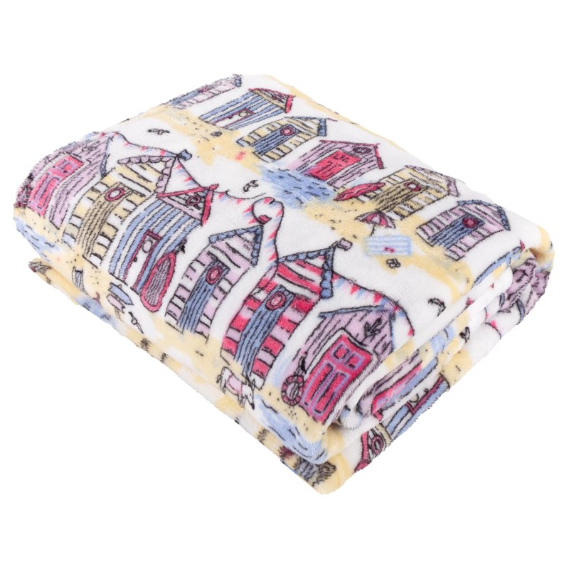 Wylder Beach Huts Fleece Throw Multi
