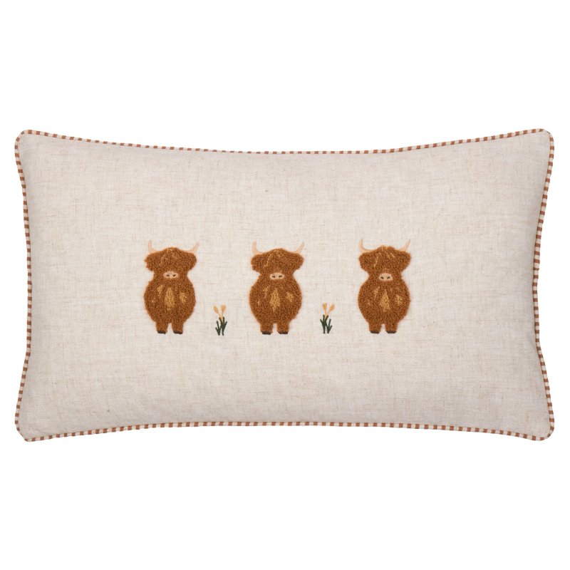 Wylder Ramble Highland Cows Cushion Ginger