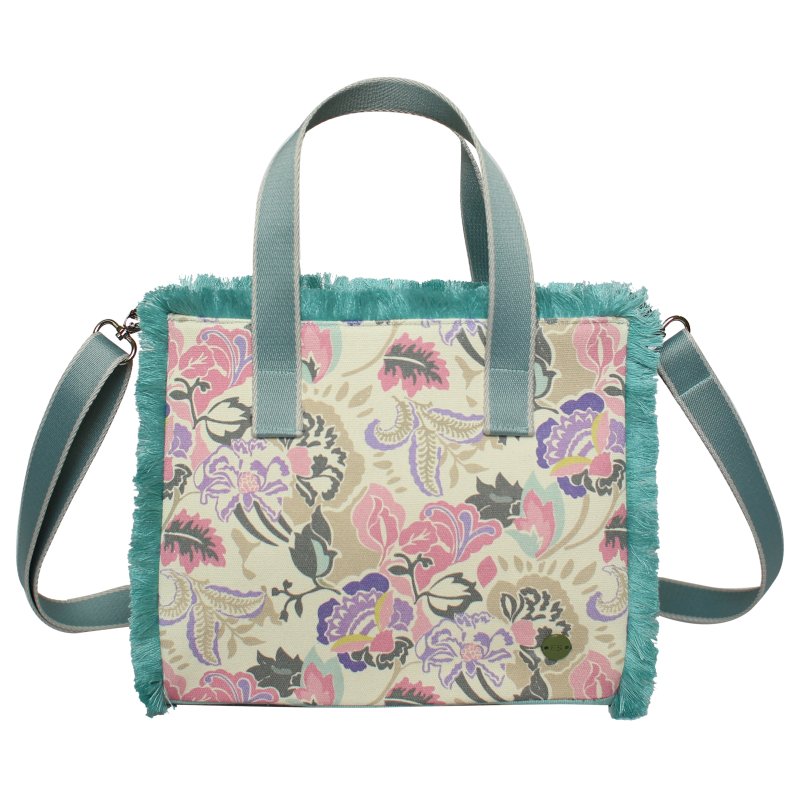 Earth Squared Cream Jacobean Canvas Fringe Tote