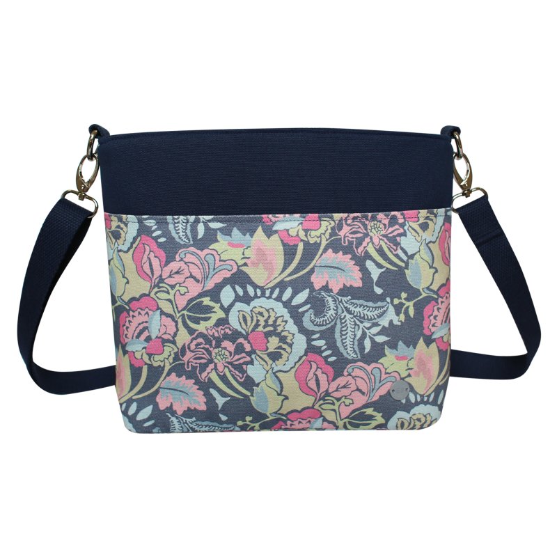 Earth Squared Blue Jacobean Canvas Messenger Bag