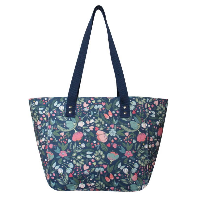 Earth Squared Blue Floral Canvas Tote Bag