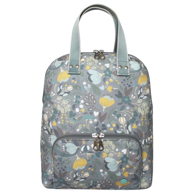 Earth Squared Grey Floral Canvas Alice Backpack