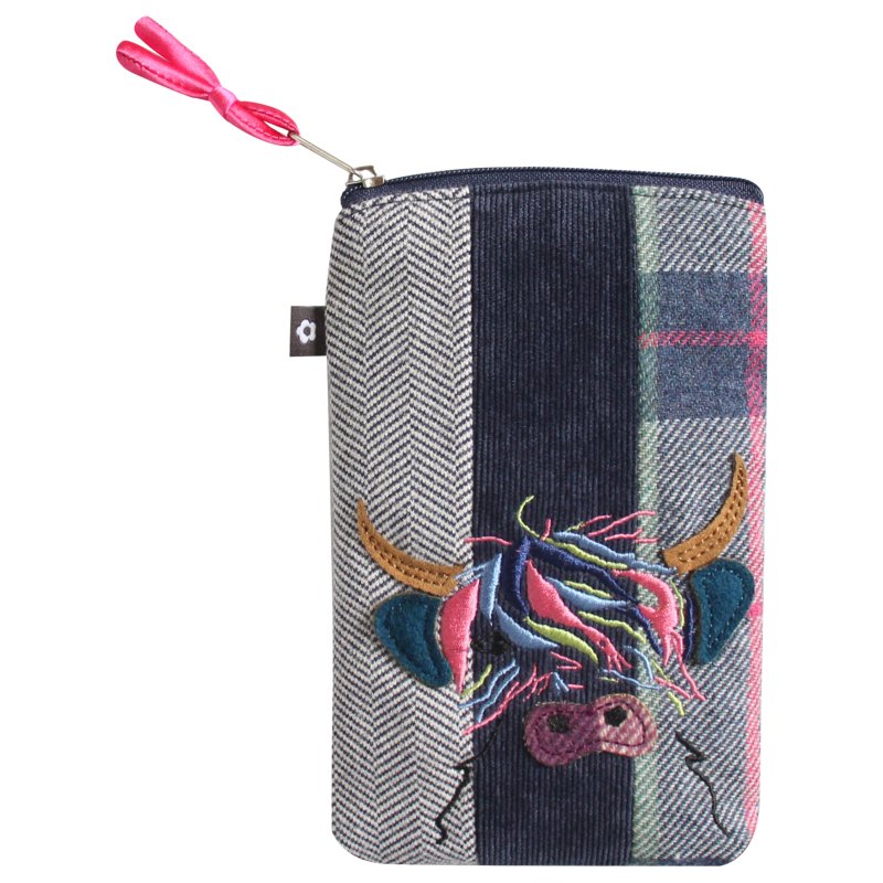 Earth Squared Highland Cow Applique Glasses Case
