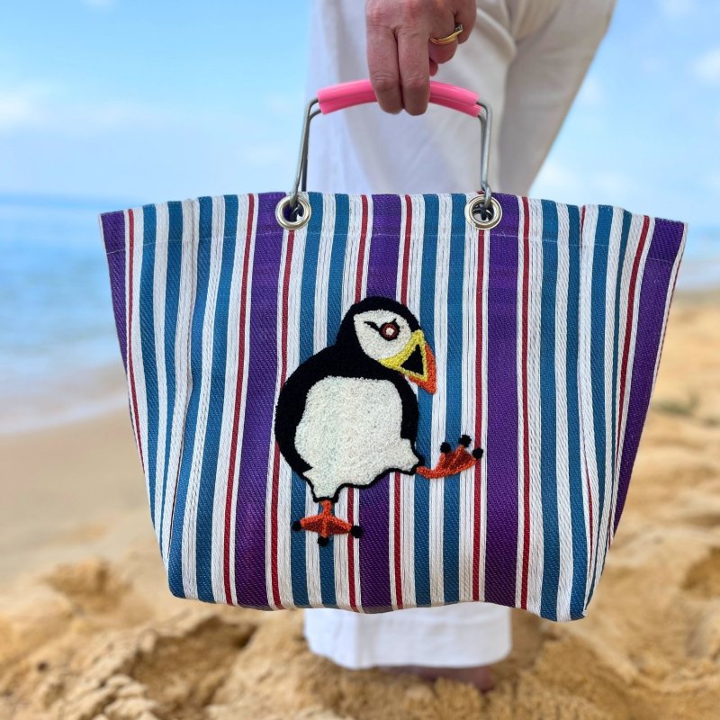 Earth Squared Puffin Stripe Market Tote Bag