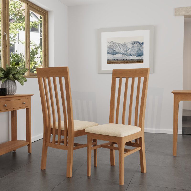 Coastal Slat Back Fabric Chair Aldiss, Coastal Upholstered Dining Room Chairs