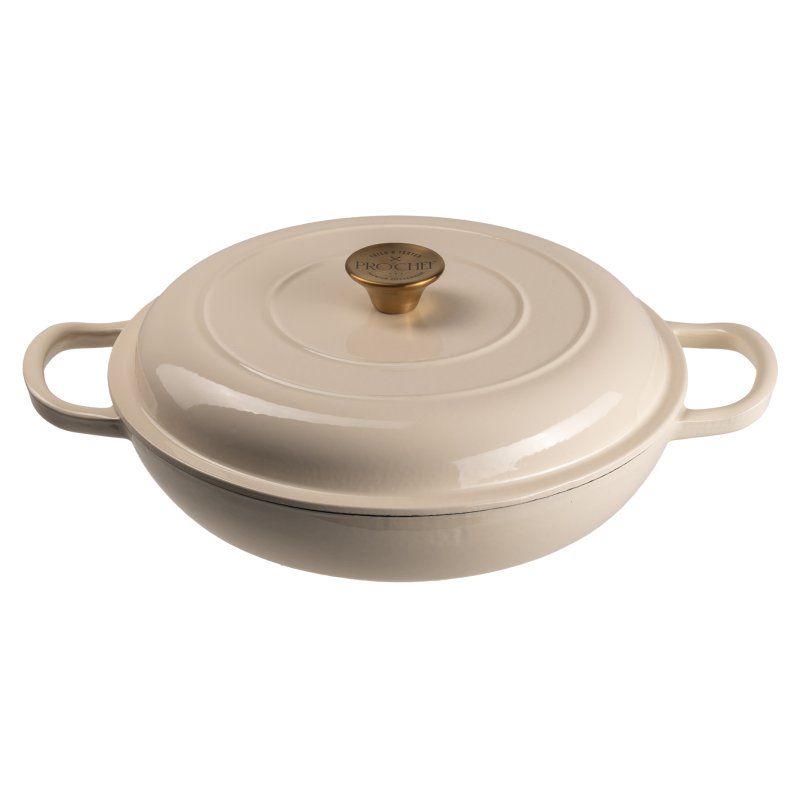 Simply Home Cast Iron 30cm Shallow Casserole Cream