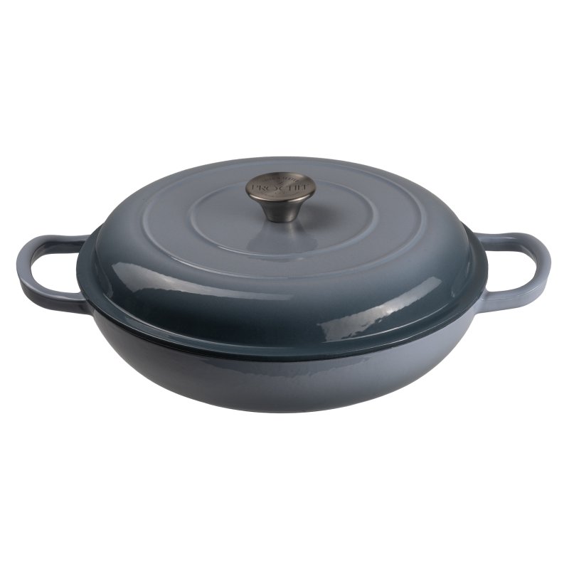 Simply Home Cast Iron 30cm Shallow Casserole Sea Salt Blue
