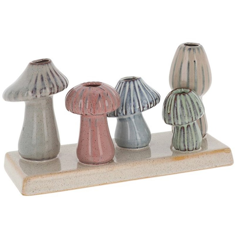 Shudehill Petite Pottery Mushroom 5 Stem Vase