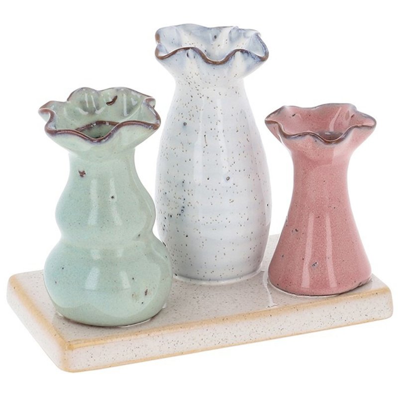 Shudehill Petite Pottery 3 Stem Frilly Vase