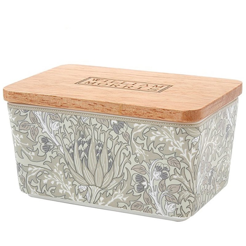 William Morris Artichoke Butter Dish Wooden Lid