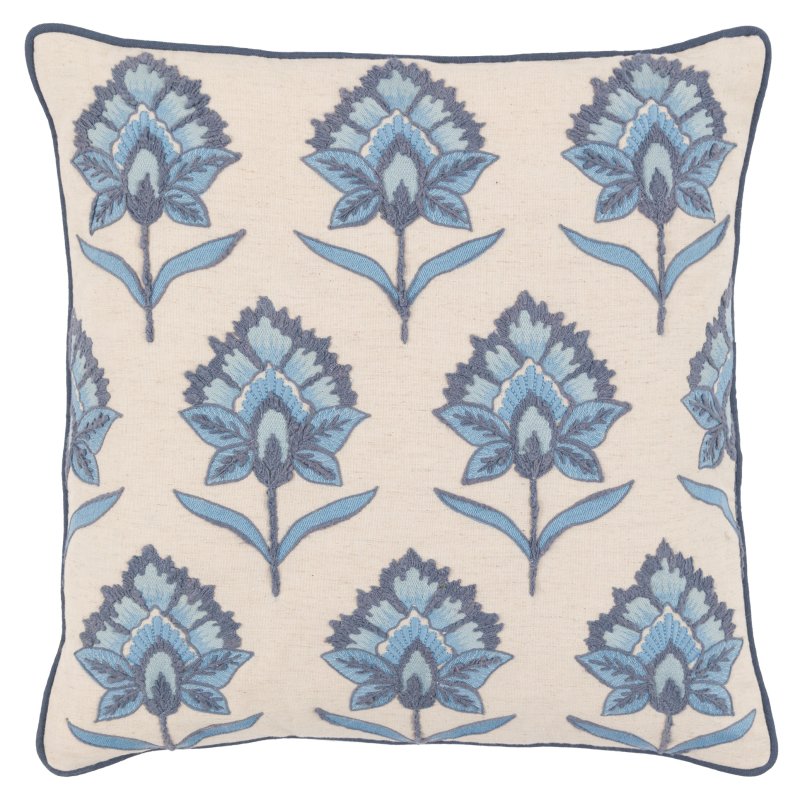 Gallery Direct Fleur Embroidered Cushion Ink Blue