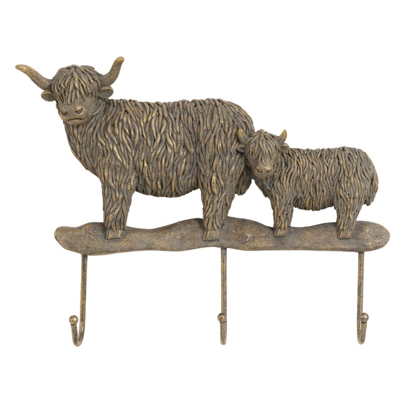 Gallery Direct Highland Cow Mum And Calf Hooks Bronze
