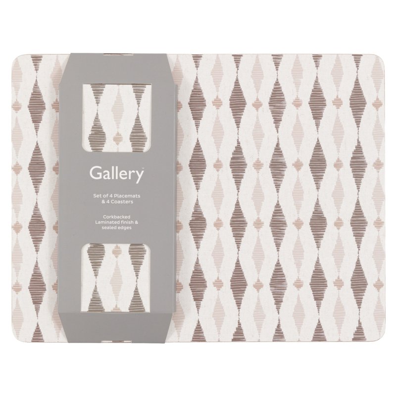 Gallery Direct Geo Monochrome Placemat And Coaster Set