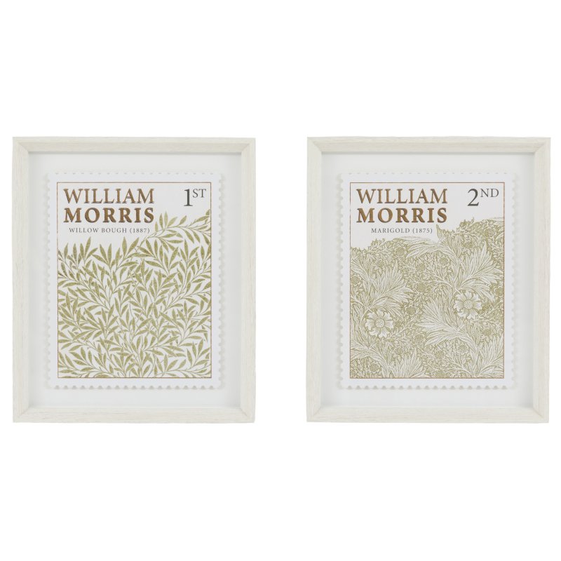 Art Marketing William Morris Stamp Green Framed Art Set Of 2 Grey