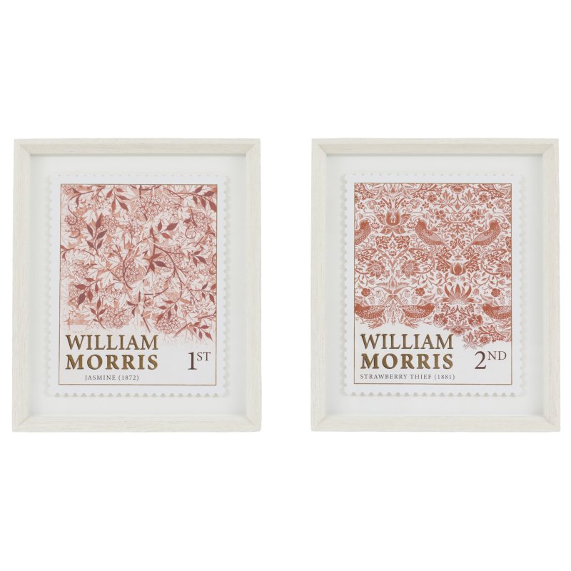 Art Marketing William Morris Stamp Red Framed Art Set Of 2 Red