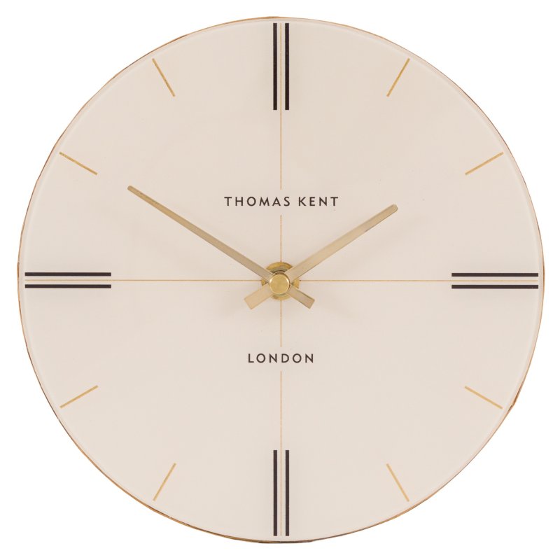 Thomas Kent Greenwich Mantel Clock Oak Stripe Egg Nog