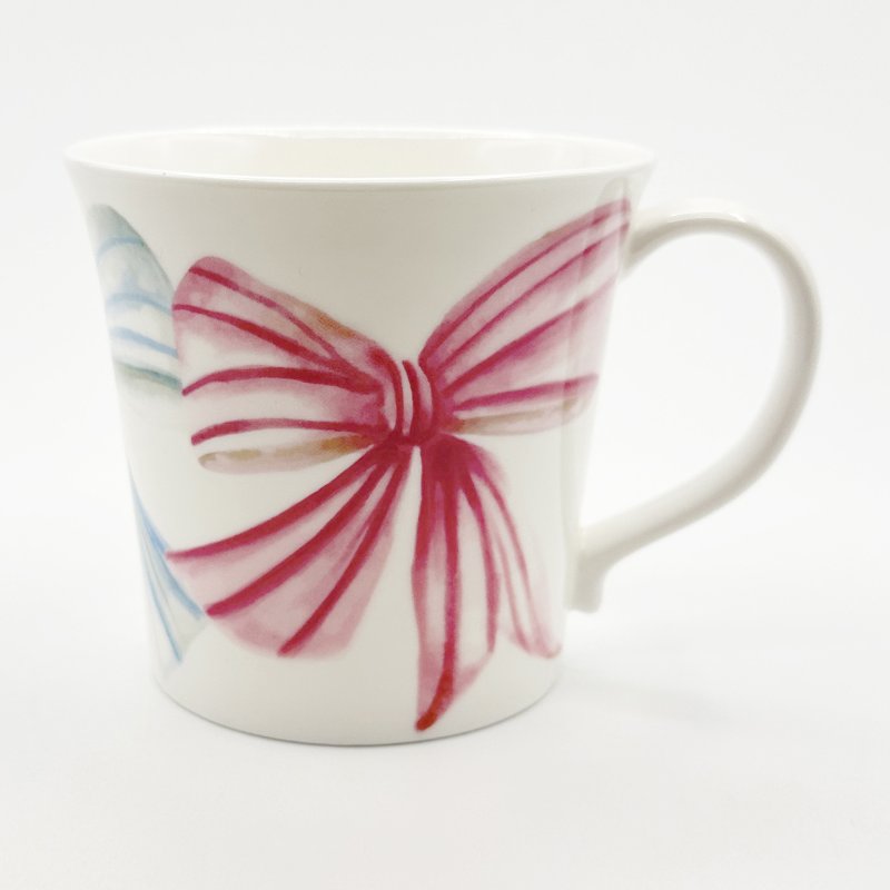 Just Mugs Mersey Mug Bows Blue & Pink front