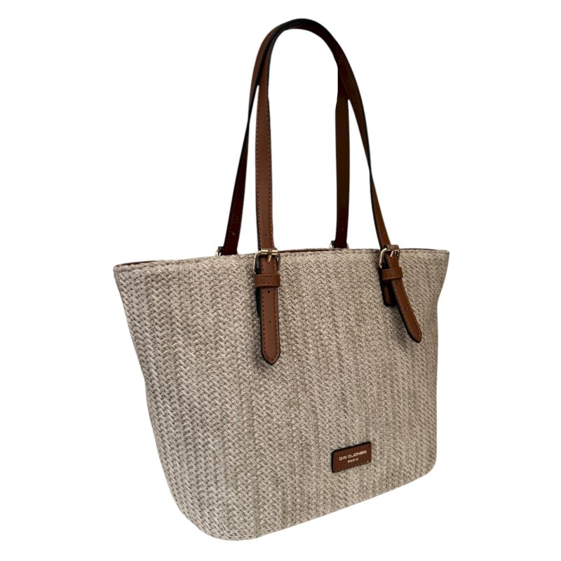 David Jones Straw Tote Bag Cognac