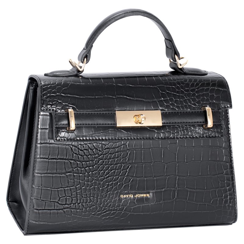 David Jones Faux Croc Top Handle Grab Bag Black