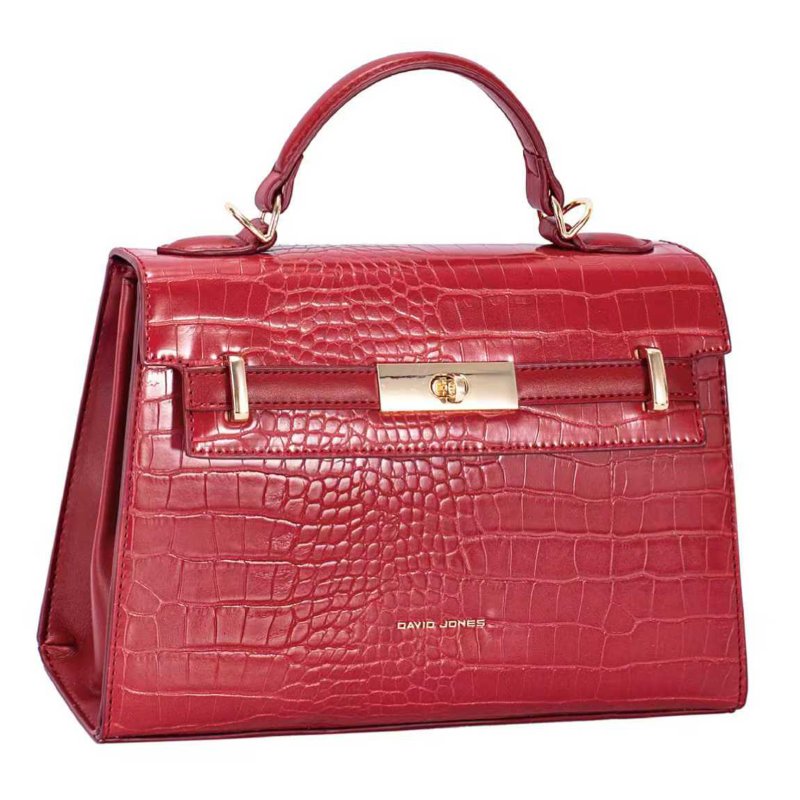 David Jones Faux Croc Top Handle Grab Bag Lipstick Red