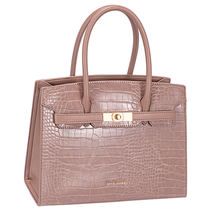 David Jones Faux Croc Tote Bag Adobe Rose