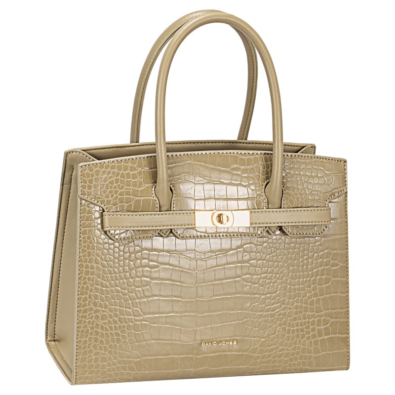 David Jones Faux Croc Tote Bag Olive Branch