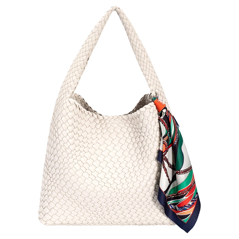 David Jones Weave Slouchy Shoulder Bag Almond Milk