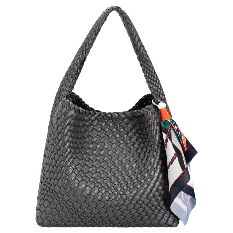 David Jones Weave Slouchy Shoulder Bag Black