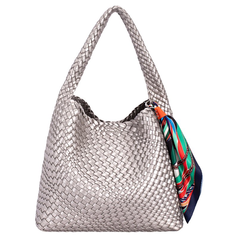 David Jones Weave Slouchy Shoulder Bag Bronze Gilded