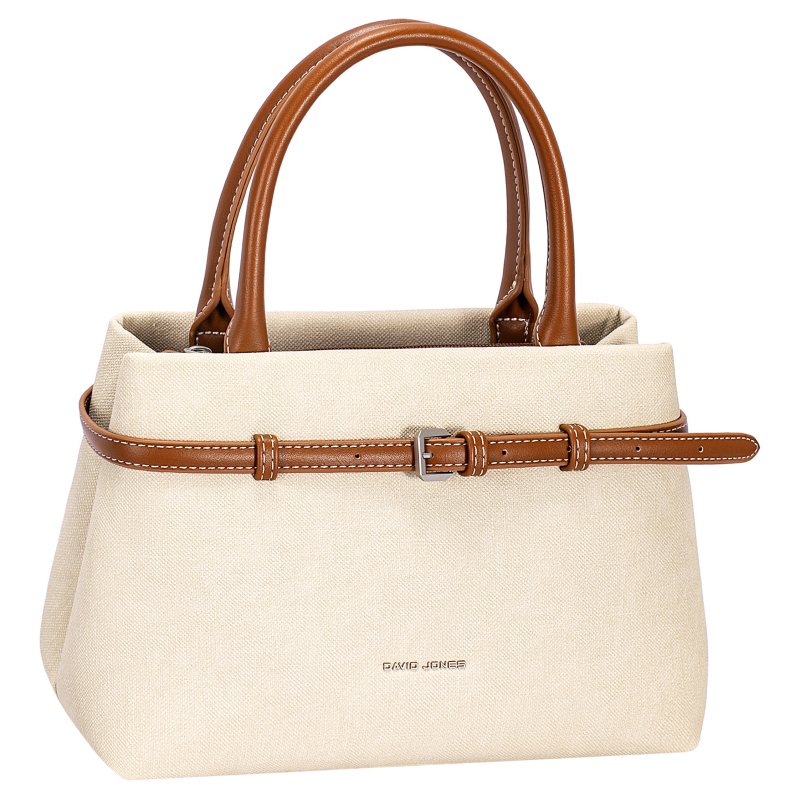 David Jones Canvas Effect Belt Detail Tote Bag Beige