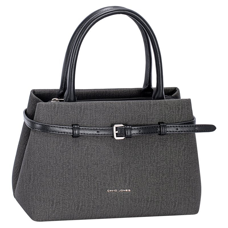 David Jones Canvas Effect Belt Detail Tote Bag Black