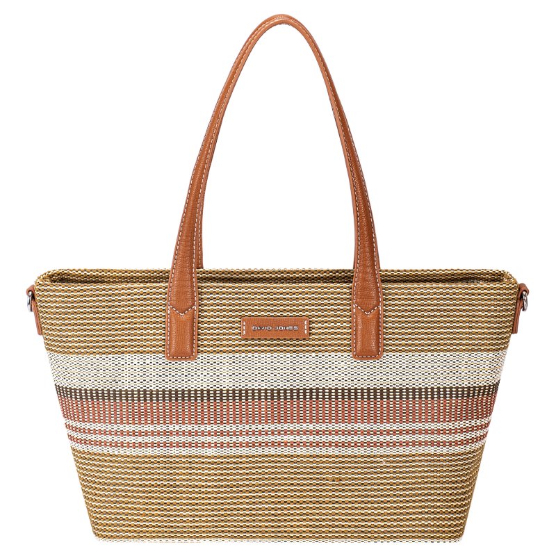 David Jones Medium Straw Effect Shopper Apricot Tan