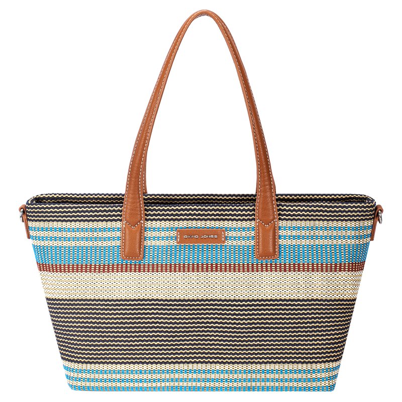 David Jones Medium Straw Effect Shopper Bering Sea