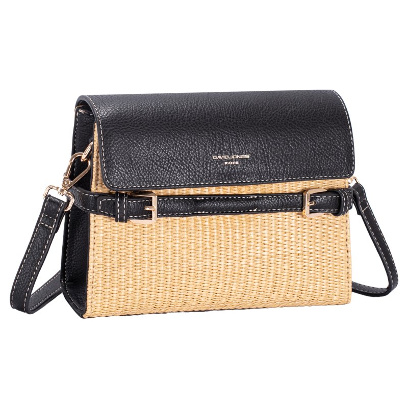 David Jones Smart Straw Shoulder Bag Black