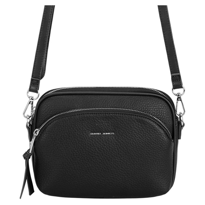 David Jones Twin Pocket Crossbody Bag Black