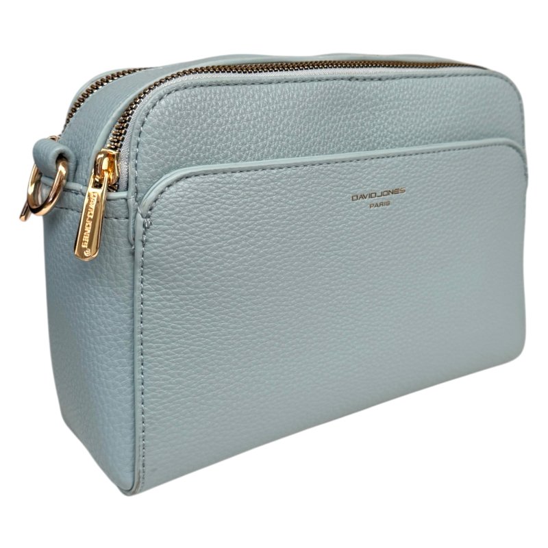 David Jones Twin Zip Camera Bag Pale Blue angled view