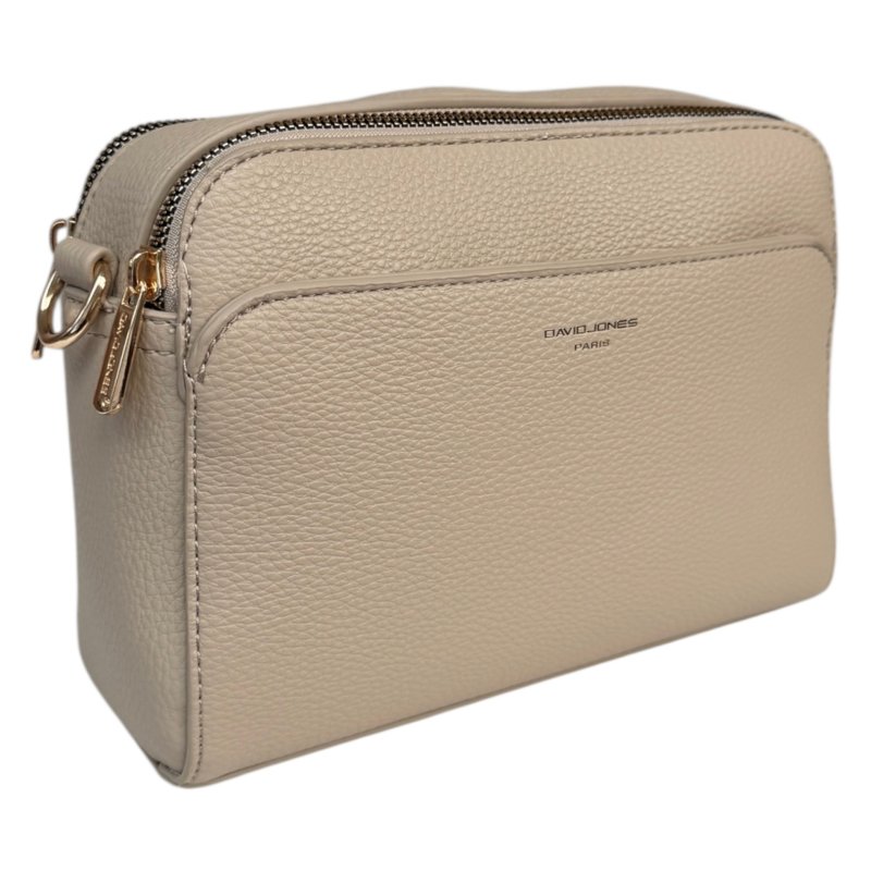 David Jones Twin Zip Camera Bag Pebble angled view