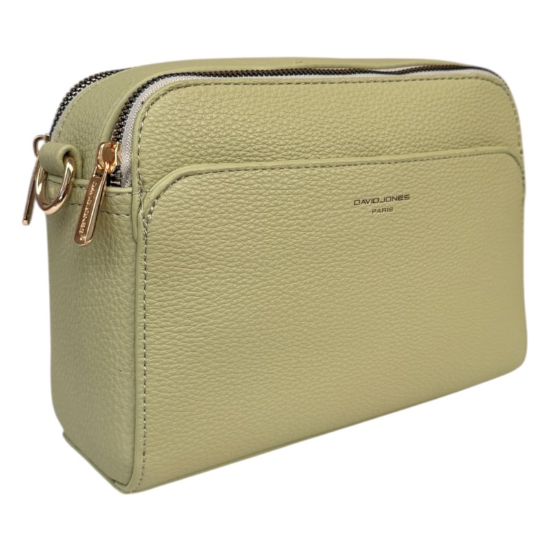David Jones Twin Zip Camera Bag Pistachio angled view