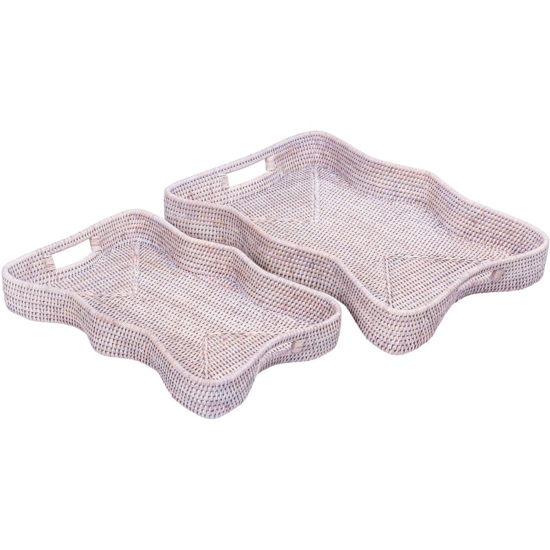 Lows Rattan Scallop Rectangular Tray