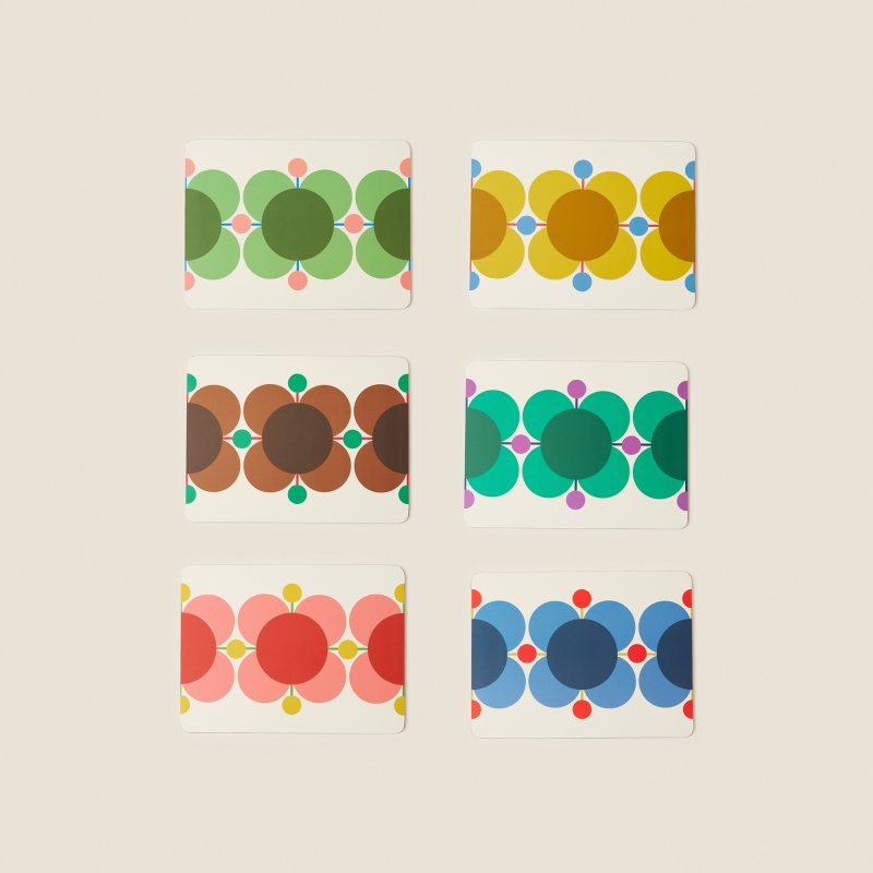 Orla Kiely Atomic Flower Set Of 6 Placemats