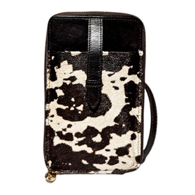 Ashwood Hair-on-Hide Leather Slim Crossbody Phone Pouch